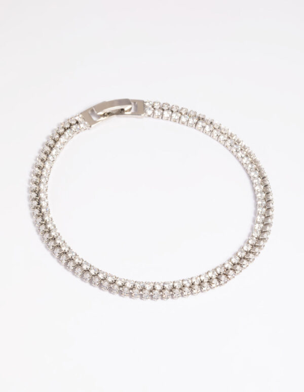 Rhodium  Layered Tennis Bracelet