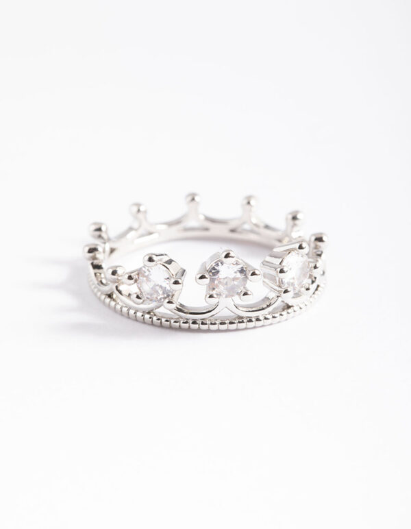 Rhodium  Crown Ring