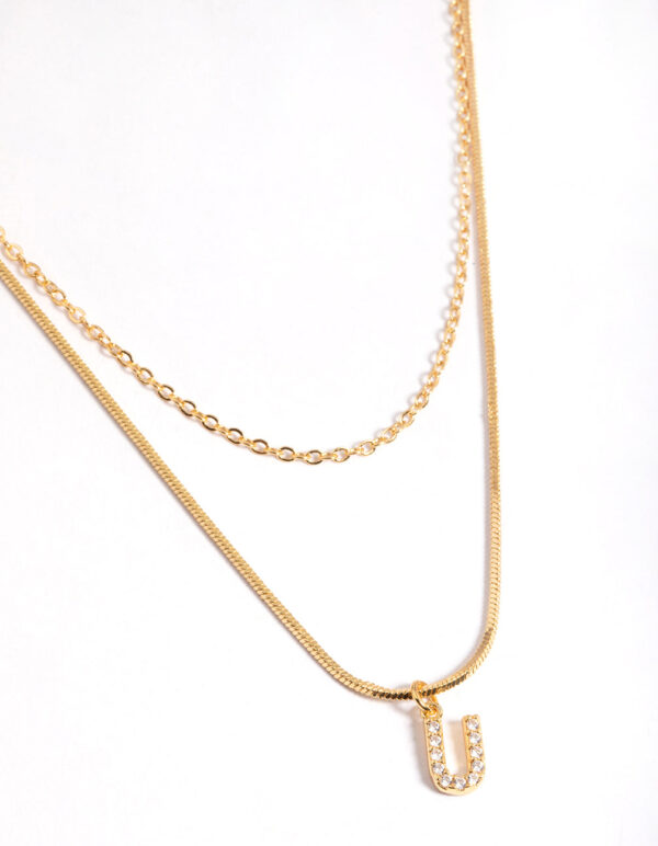 Letter U Layered Initial Necklace