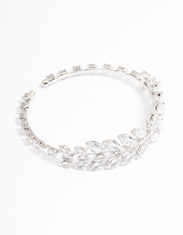 Rhodium  Statement Marquise Wrist Cuff