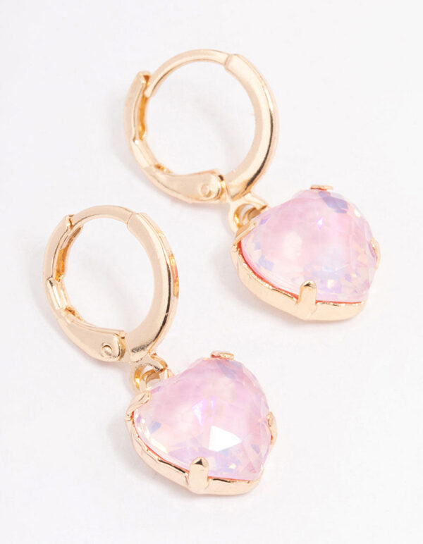 Pink Heart Huggie Earrings