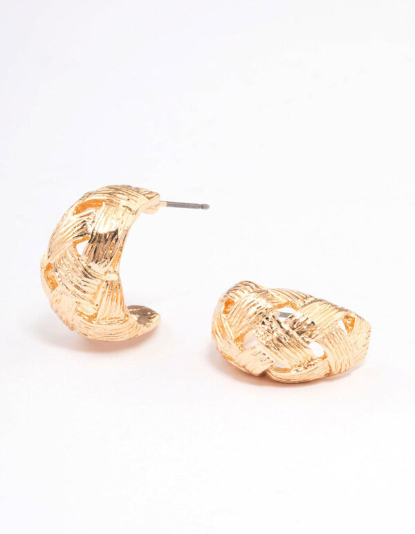 Woven Textured Teardrop Hoop Earrings