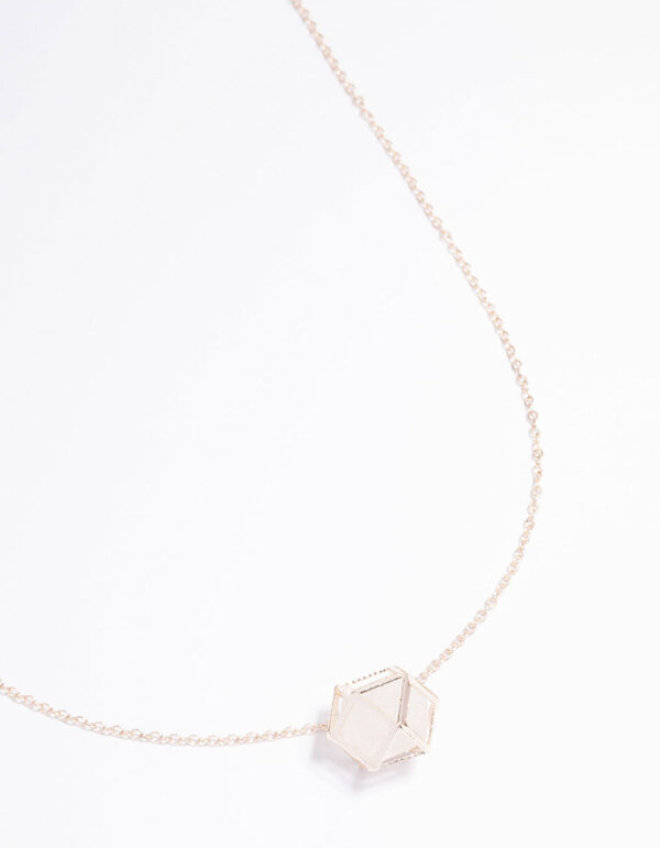 Rose Clear Quartz  Shard Cage Necklace
