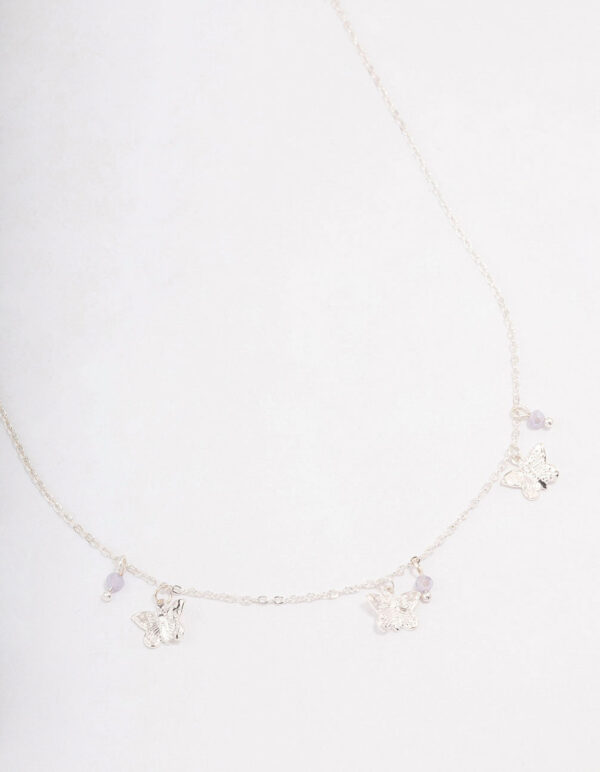 Butterfly Beaded Droplet Necklace