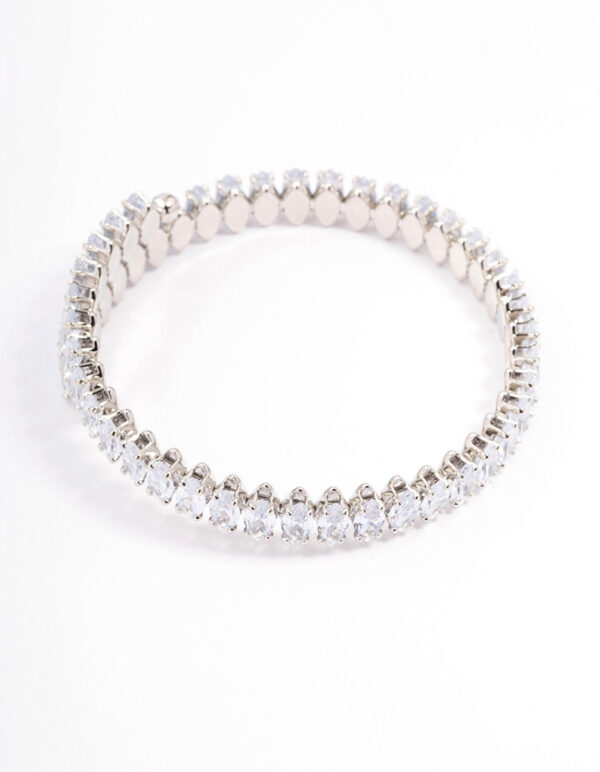 Rhodium  Stone Wrist Cuff