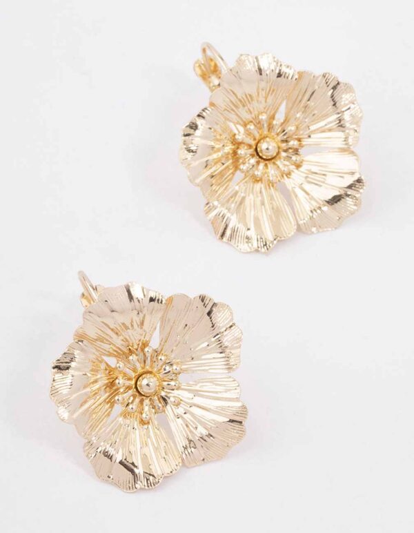 Textured Flower Hoop Earrings
