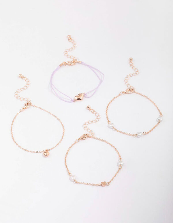 Rose Puffy Heart Bracelet 4-Pack