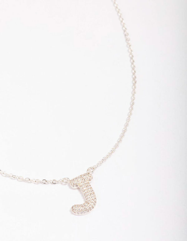 Letter J Pave Pendant Initial Necklace