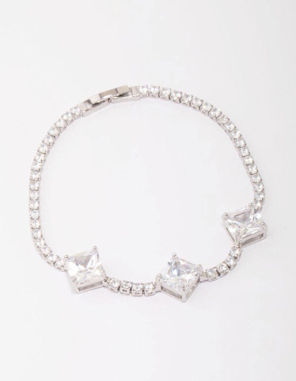 Rhodium Square  Bracelet