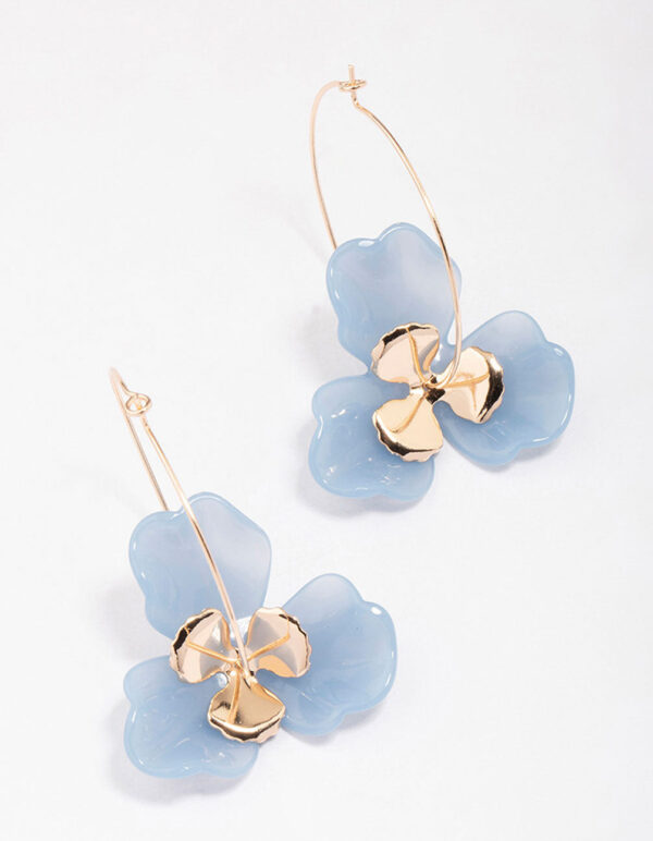& Blue Large Wire Hoop Earrings