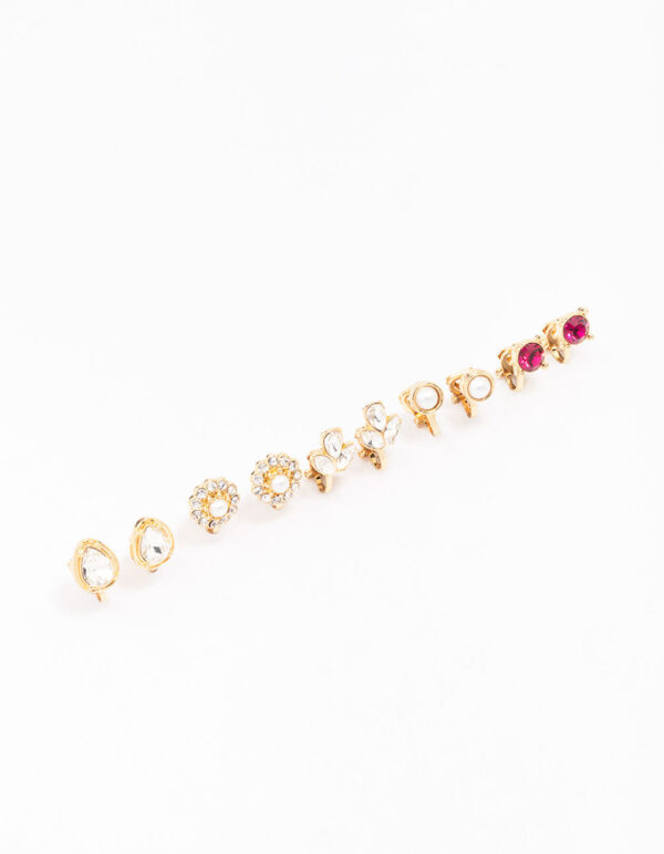Jewel Stone Clip On Earring 5-Pack