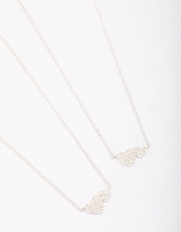 Cubic Zirconia Interlinked Heart Pendant Necklace Pack