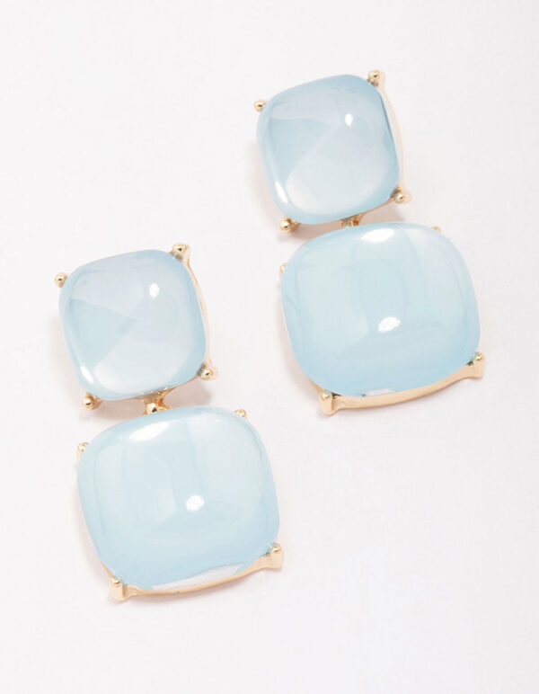 Blue Puffy Stone Earrings