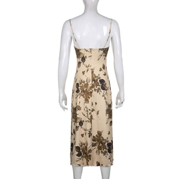 Sleeveless backless cowl neck flower pattern cami dress - Image 5