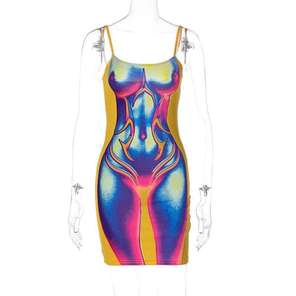 Contrast body print backless cami mini dress - Image 4