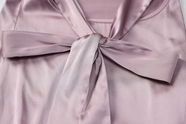 Sleeveless solid slit self tie backless satin midi dress - Image 7