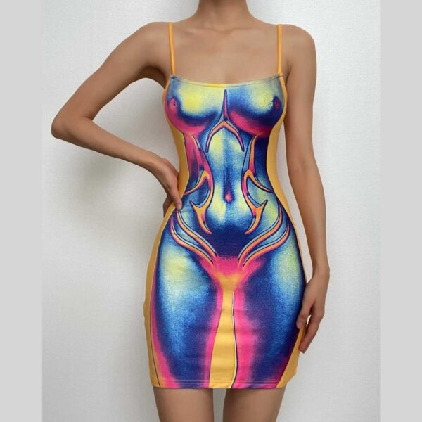 Contrast body print backless cami mini dress - Image 12