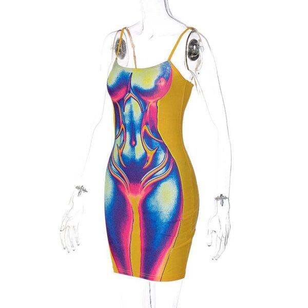 Contrast body print backless cami mini dress - Image 5