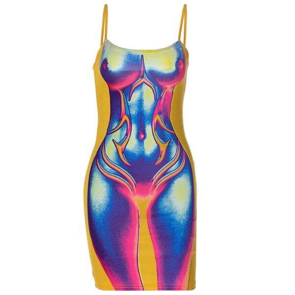 Contrast body print backless cami mini dress - Image 3