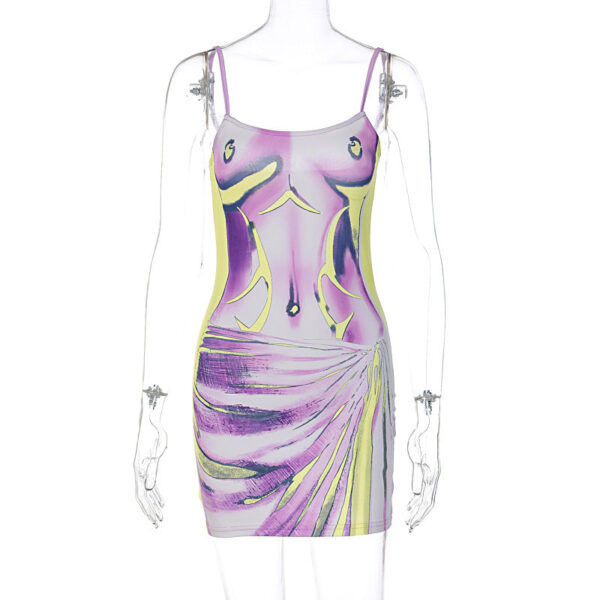 Contrast body print backless cami mini dress - Image 13