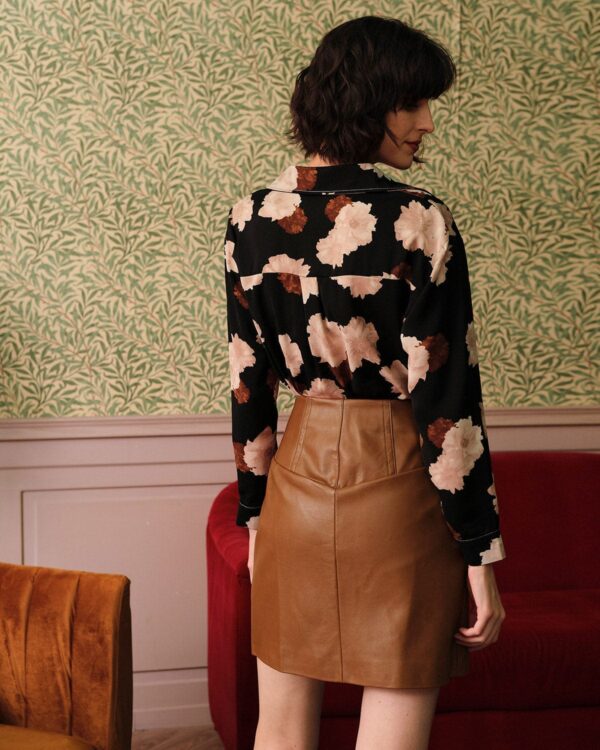 The High Waisted PU Leather A-line Mini Skirt - Image 5