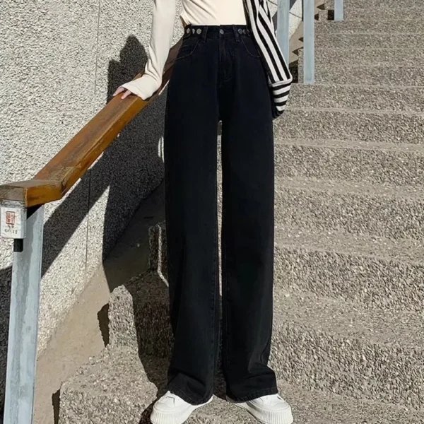 Feynzz Women Pant Woman Jeans High Waist Denim Pants Wide Leg Denim Clothing Blue Jeans Vintage Quality Fashion Straight Pants - Image 3