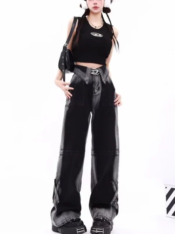Vintage Harajuku Jeans Women Clothes For Teenagers Y2k Women's Slacks Fashion Aesthetic Clothing Autumn New Products Baggy Pants - Image 6