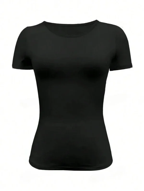 Womens Basic T-Shirts Scoop Neck Short Sleeve Crop Tops Cute Summer Tops Slim Fit Tees Y2k Clothing 2024 - Image 3