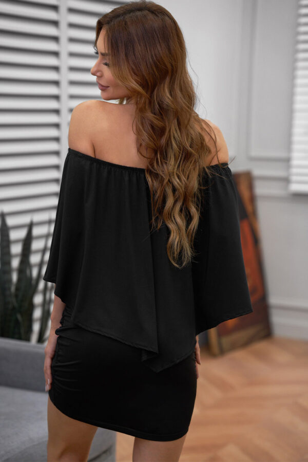 Women's Sexy Off Shoulder Ruffles Layered Dress Poncho Mini Dress - Image 7