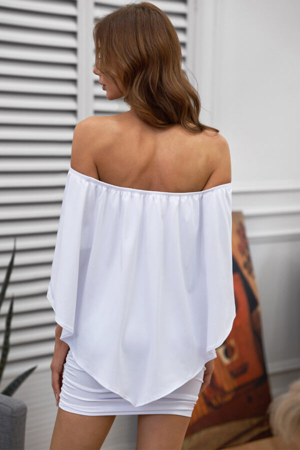 Women's Sexy Off Shoulder Ruffles Layered Dress Poncho Mini Dress - Image 2