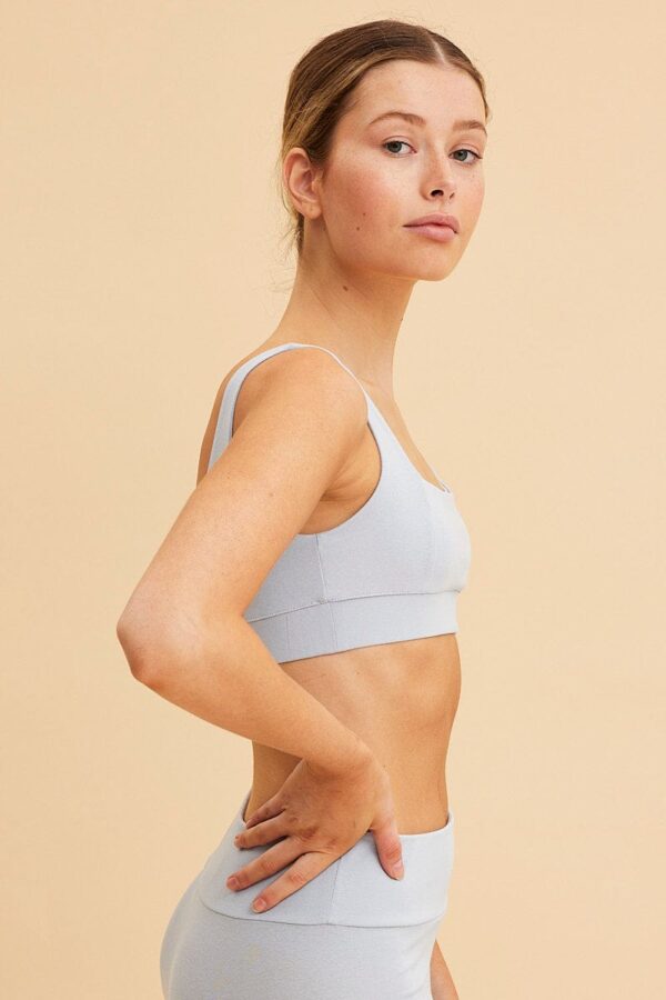 Blue Crop Top Square Neck Cotton Stretch - Image 4