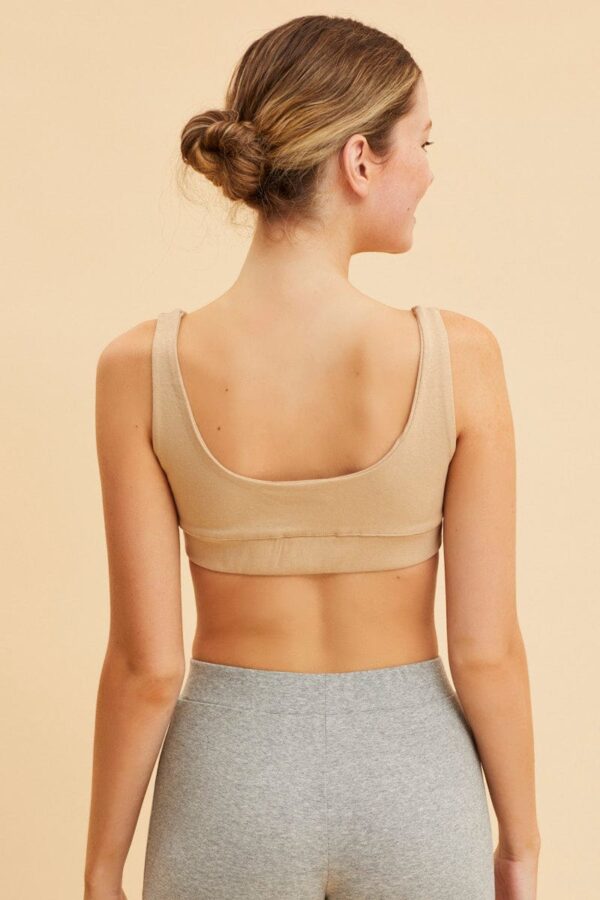 Beige Crop Top Square Neck Cotton Stretch - Image 5