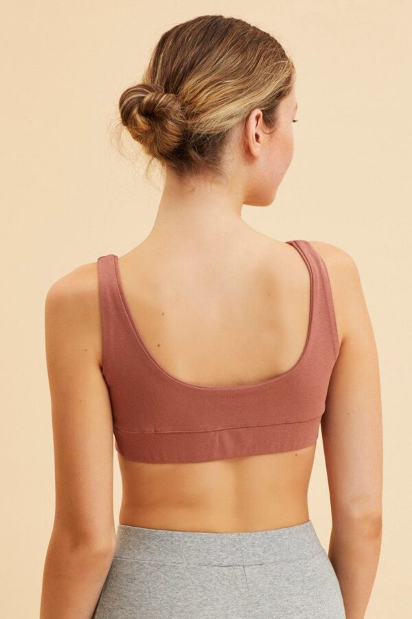 Brown Crop Top Square Neck Cotton Stretch - Image 5