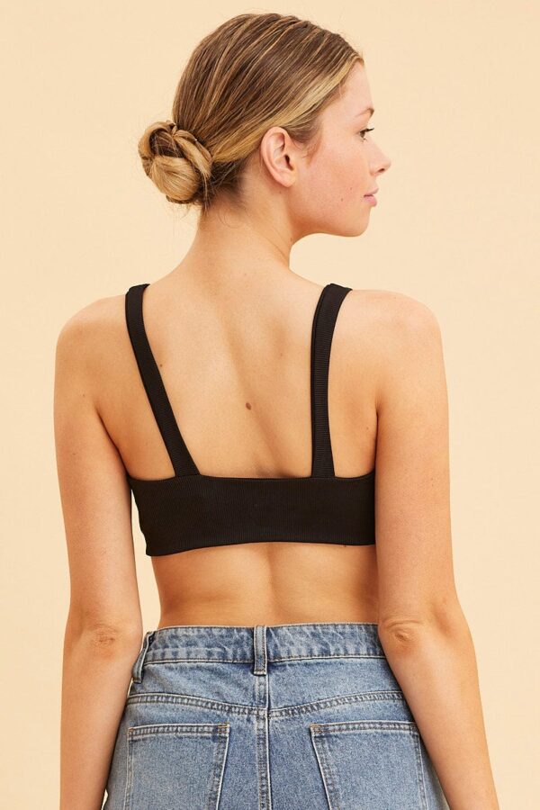 Black V Neck Bralette Cotton Stretch - Image 4