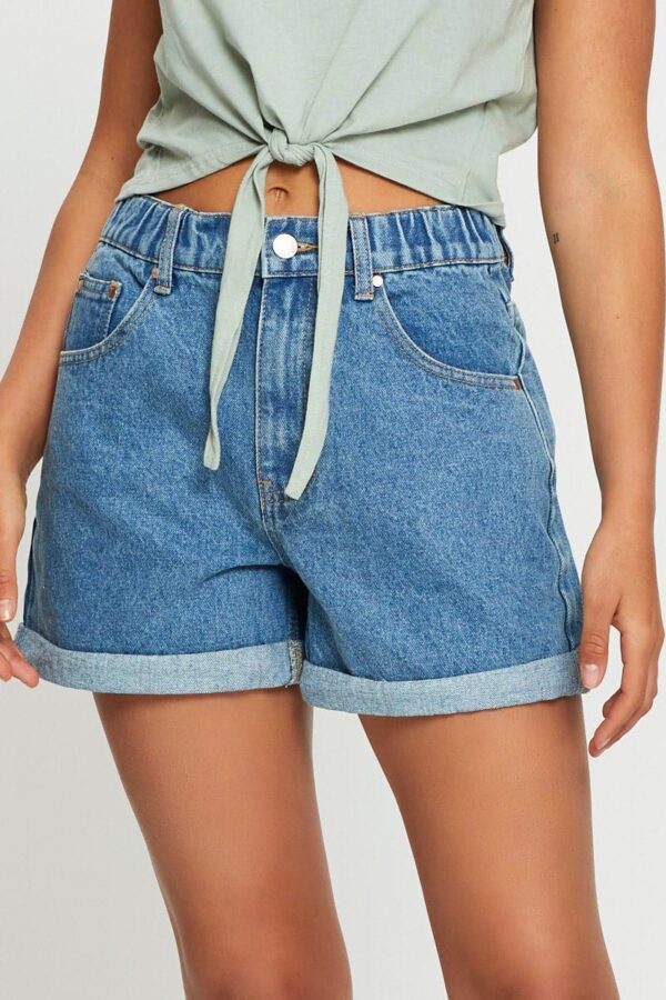 Blue High Waist Shorts Relaxed - Image 2