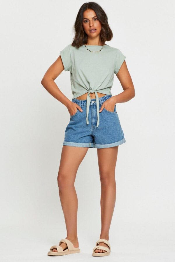 Blue High Waist Shorts Relaxed - Image 3