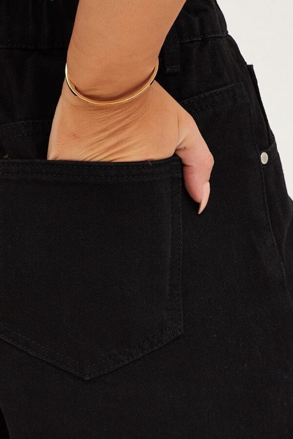 Black High Rise Relaxed Denim Shorts - Image 7